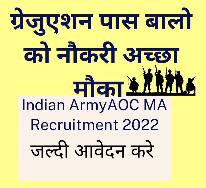 Indian Army Ordnance Corps Material Assistant Recruitment 2022